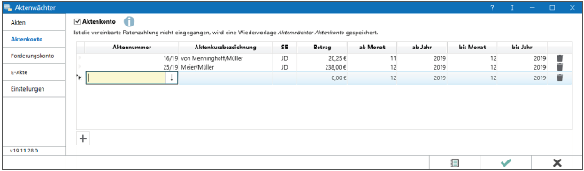 Pr�fung auf Ratenzahlung Aktenkonten