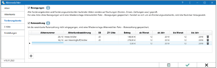 Pr�fung auf Ratenzahlung Forderungskonto