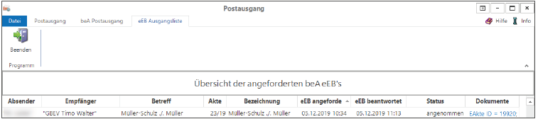 beA Posteingang in RA-MICRO