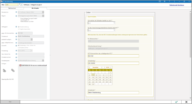 Neu: Kfz-Schadenmanager in Modul E-Versicherung