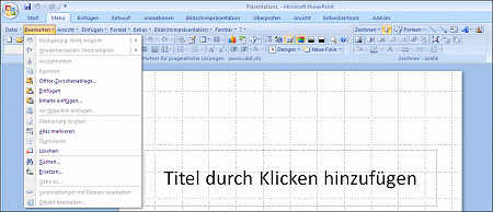 klassisches UbitMenu in Microsoft Powerpoint 2007