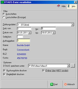 RA-MICRO Onlinebanking DTAUS Datei verarbeiten