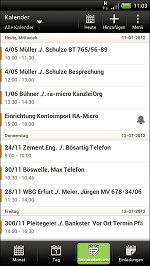 RA-MICRO Termine auf einen HTC One S Android Smartphone